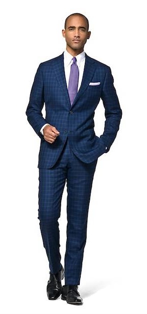 Mens Tailored Suit Blue Check